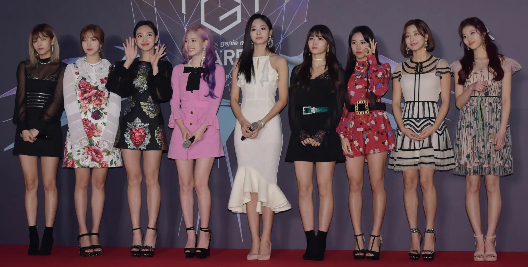 TWICE Members: Nayeon, Jeongyeon, Momo, Sana, Jihyo, Mina, Dahyun, Chaeyoung, and Tzuyu