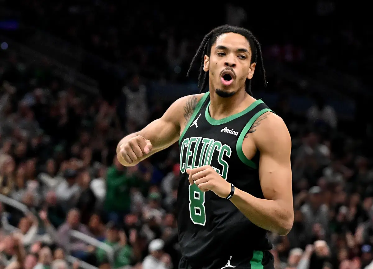 Josh Minott #8 of the Boston Celtics