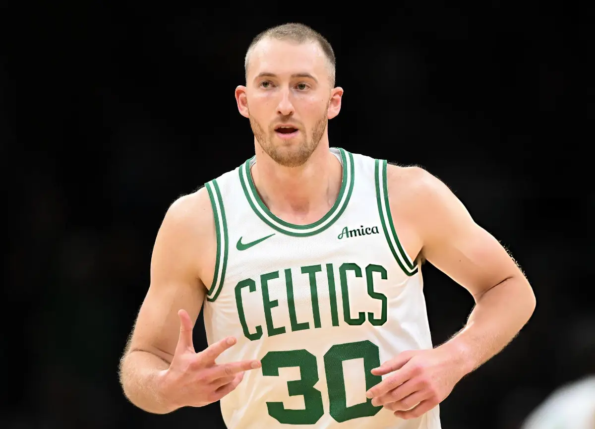 Sam Hauser #30 of the Boston Celtics