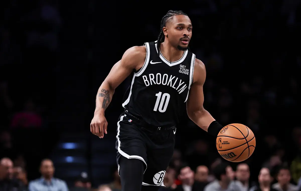 Tyson Etienne #10 of the Brooklyn Nets