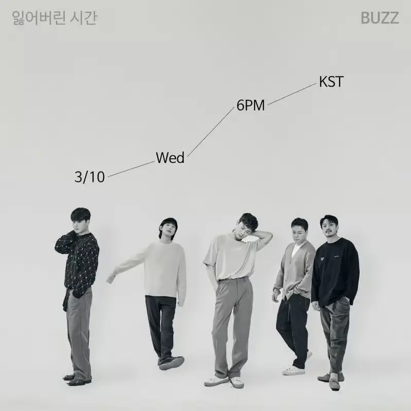 BUZZ members are Yejun, Woohyun, Junki, Sunghee, and Kyunghoon.