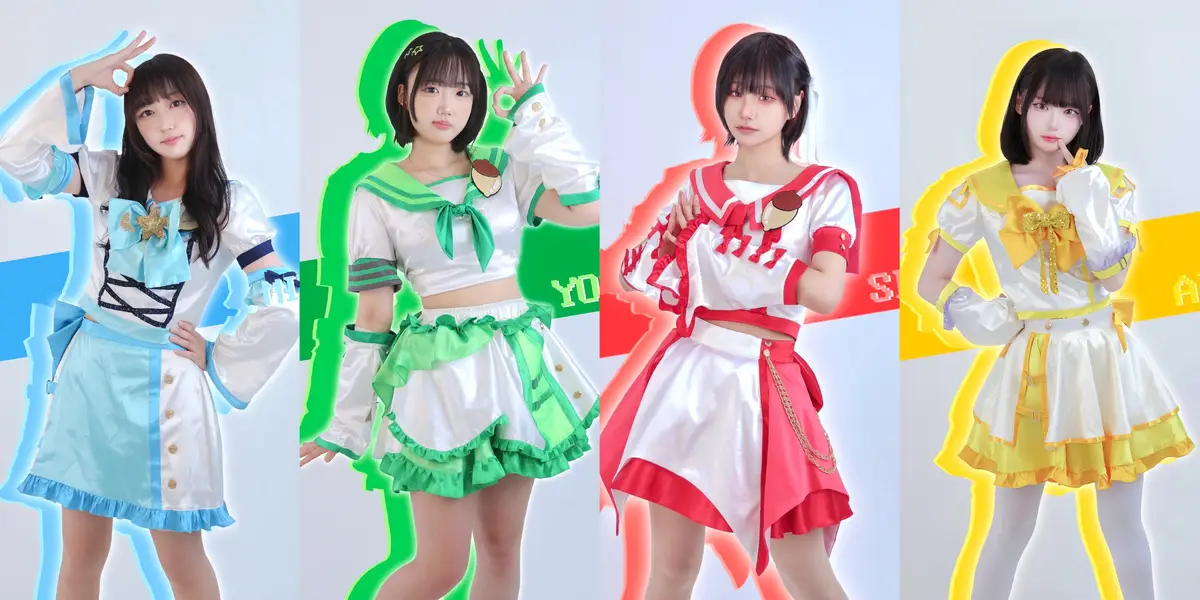 Donguri? Nikkori! members are Mitsu, Yoshi, Siho, and Ari.