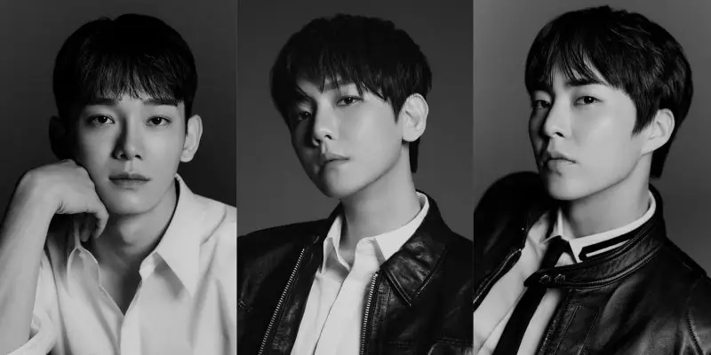 EXO-CBX members are Xiumin, Baekhyun, and Chen.