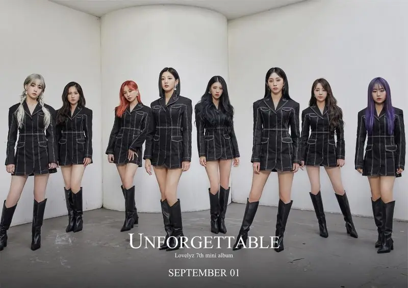 Lovelyz members are Baby Soul, Jiae, Jisoo, Mijoo, Kei, Jin, Sujeong, and Yein.