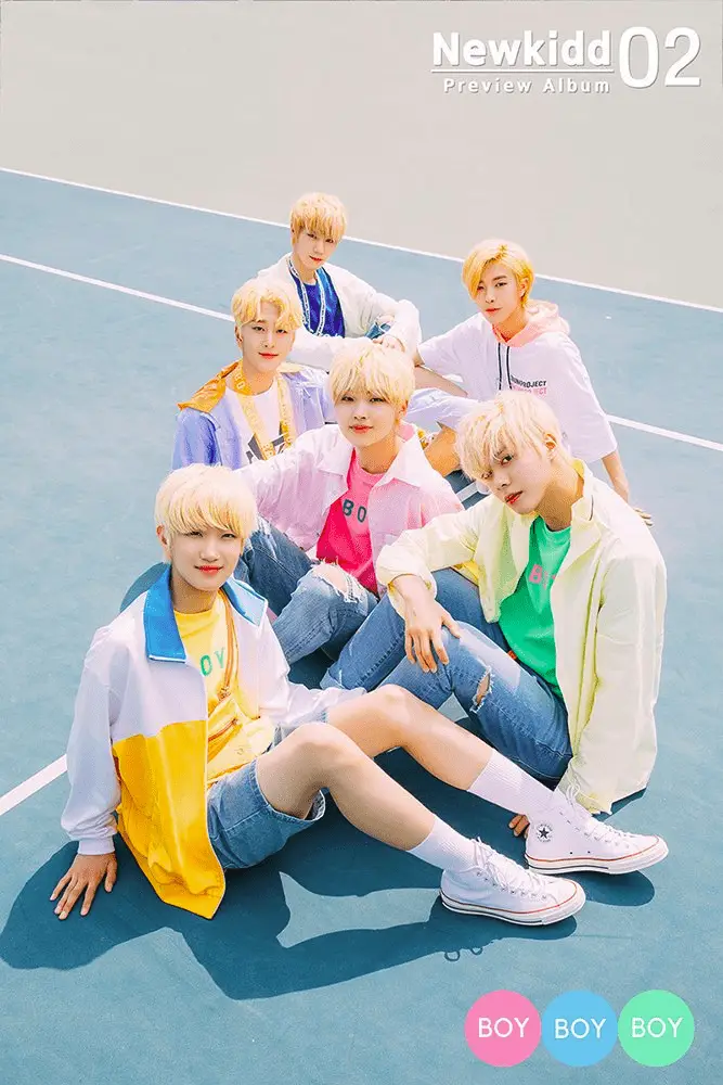 NewKidd02 members are Jinkwon, Hansol, Choi Jiann, Yunmin, Hwi, and Woochul.