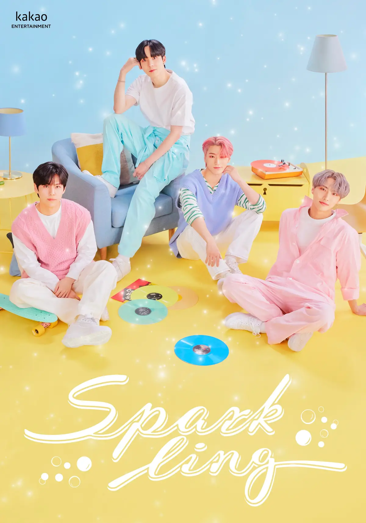 SPARKLING members are Yoojin, Hyunoh, Seyoung, and Minsoo.