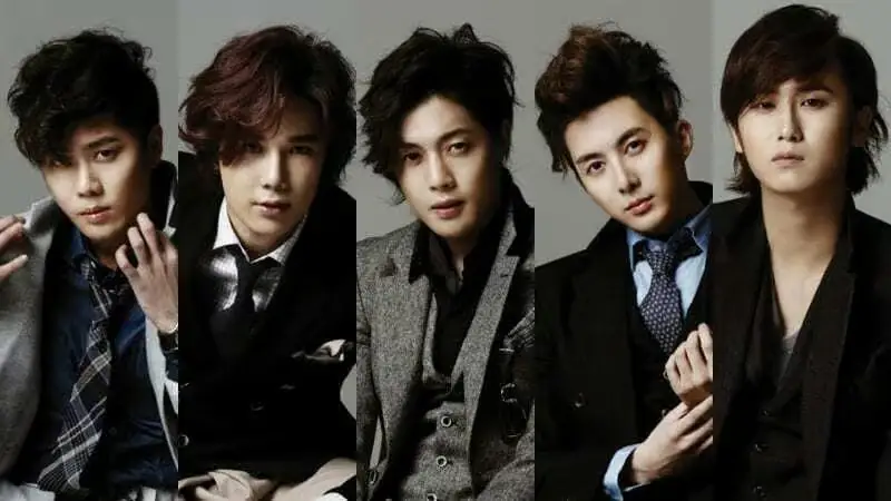 SS501 members are Kim Hyun Joong, Heo Young Saeng, Kim Kyu Jong, Park Jung Min, and Kim Hyung Jun.