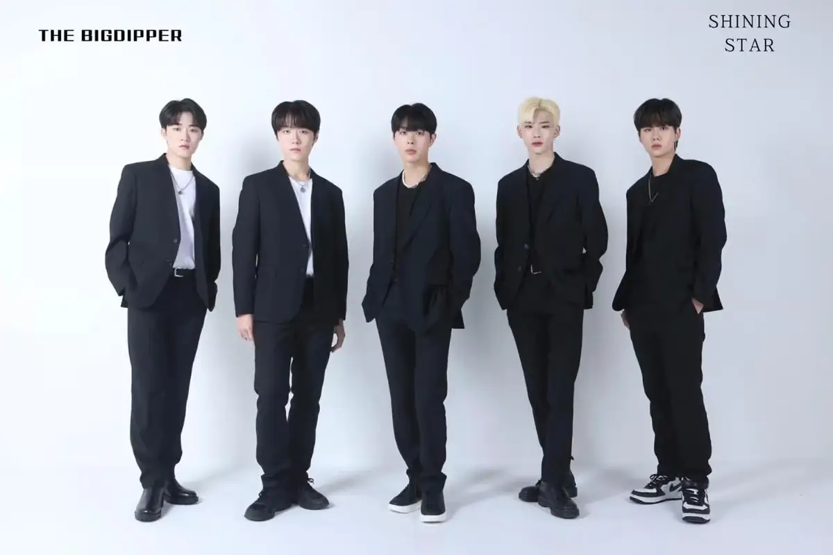 THE BIGDIPPER members are Kim Eunbin, ON, JM, Siwoo, and Minhoo.