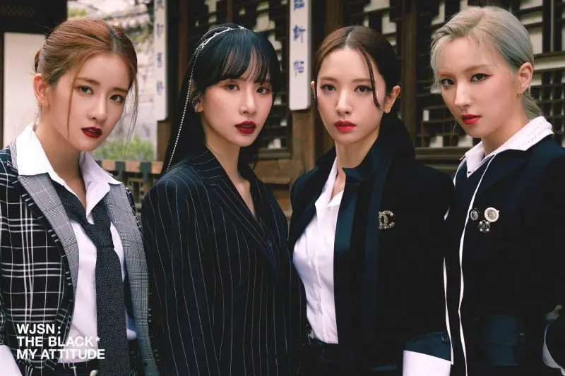 WJSN THE BLACK members are SeolA, Bona, EXY, and Eunseo.